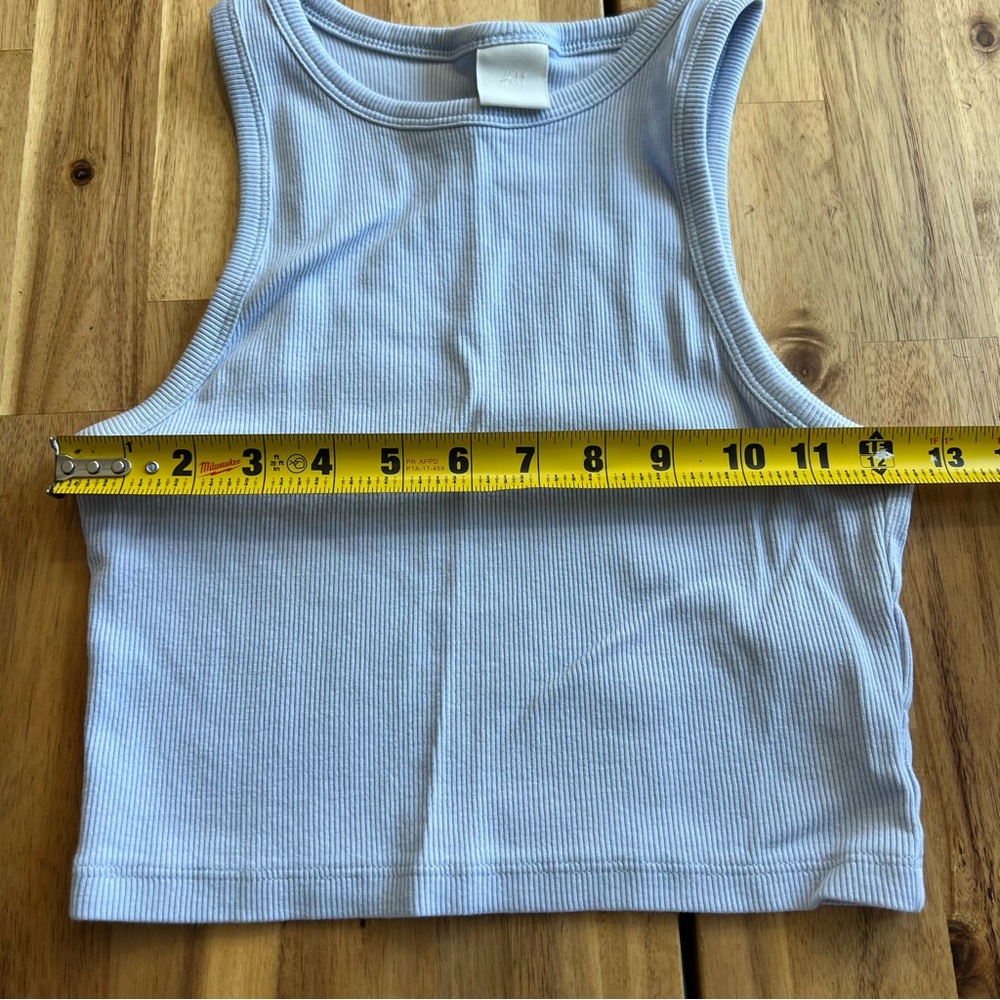 H&M Light Blue Ribbed Cropped Tank Top Size Small - Picture 4 of 5